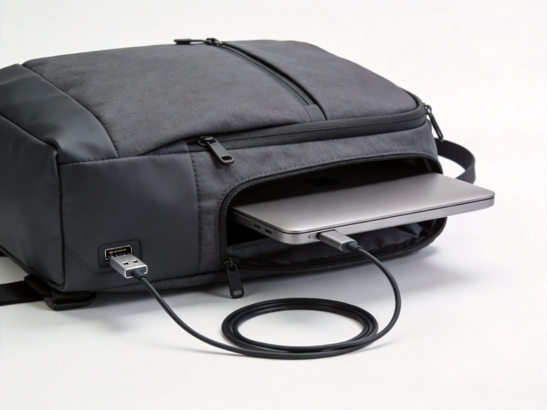 Inateck slim laptop backpack dark gray with USB charging port and minimalist design