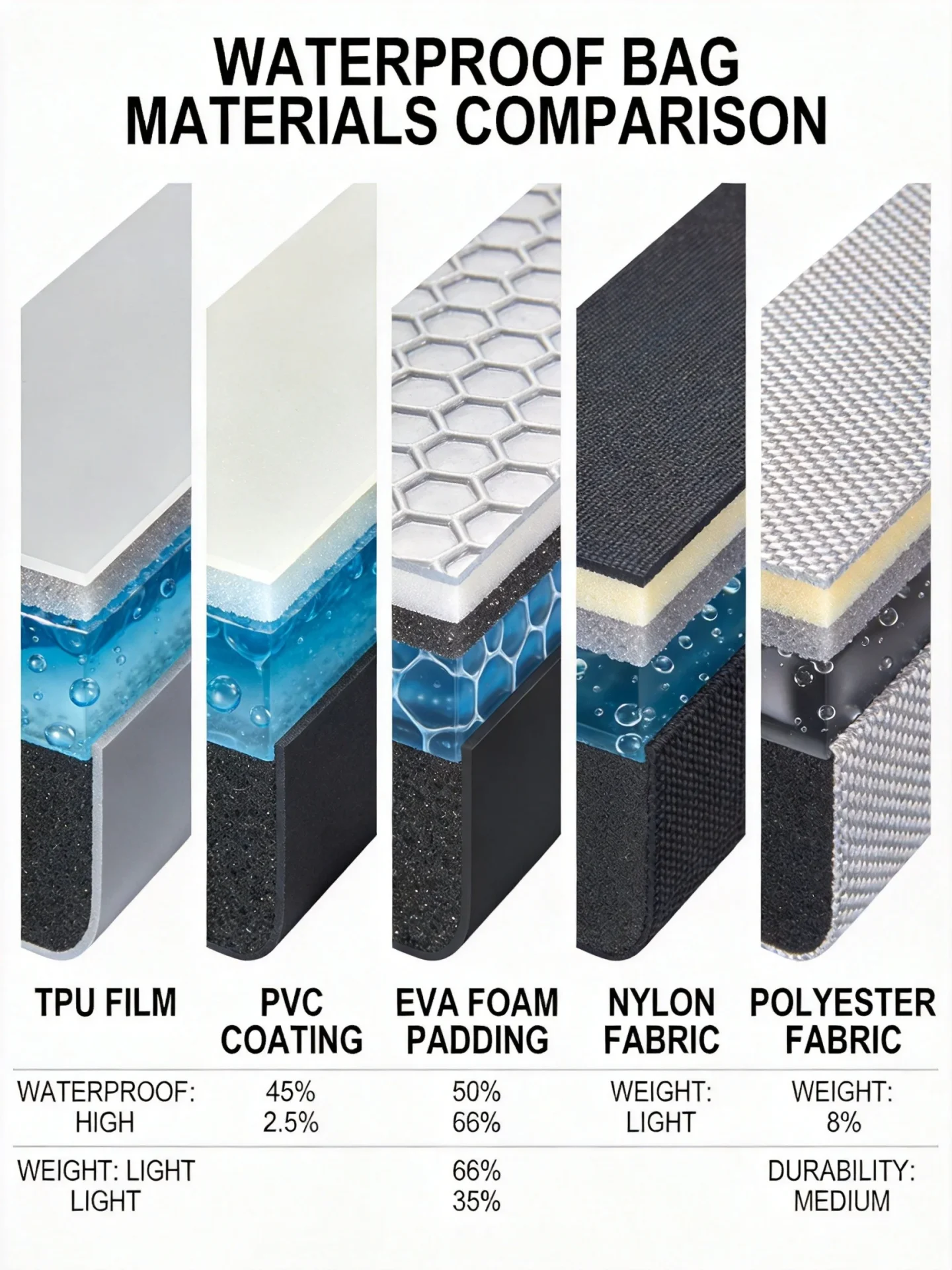 Waterproof material comparison for baby diaper bags - TPU vs PVC vs EVA coating technologies