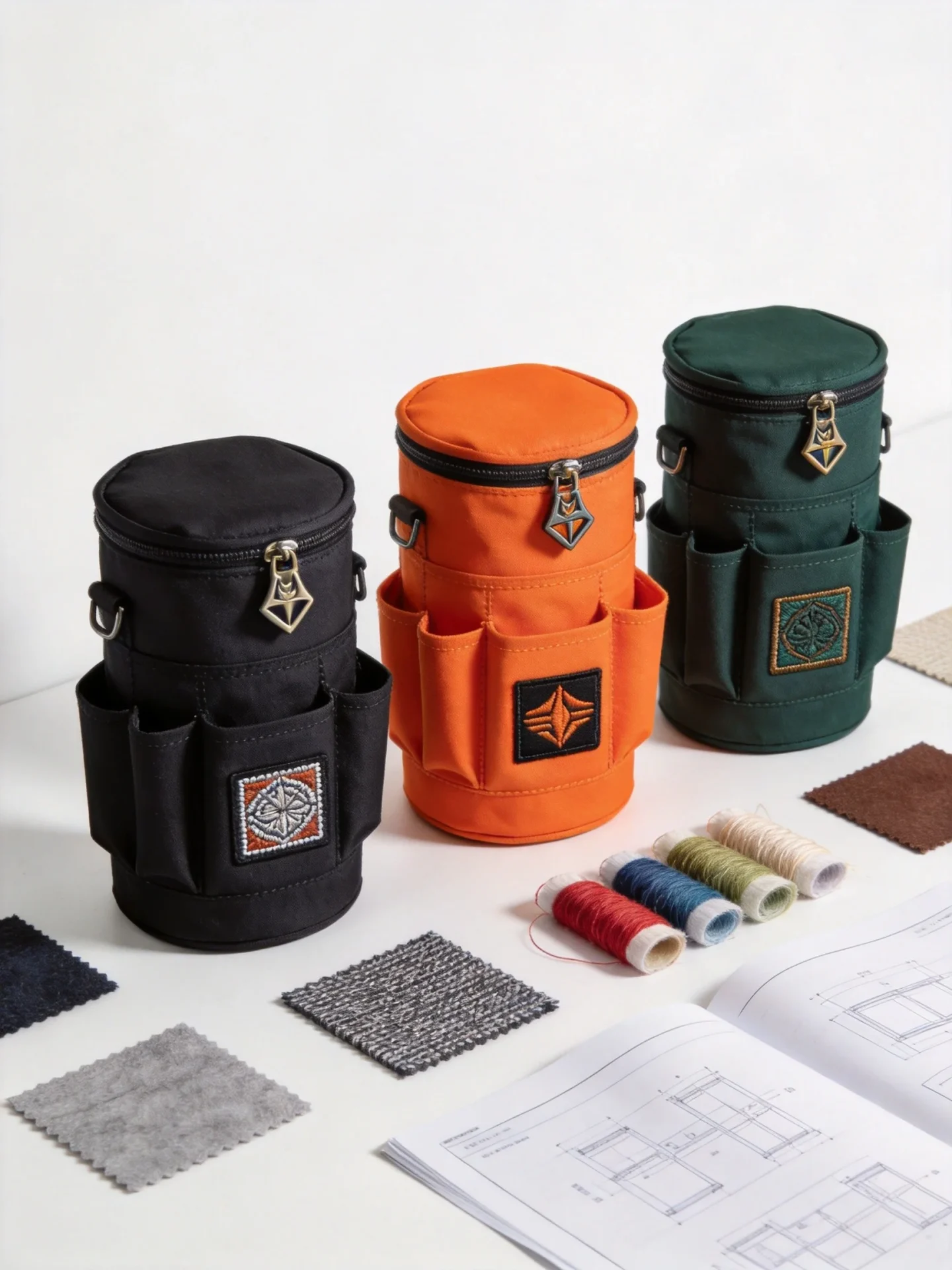 Bucket tool organizer OEM customization samples with material swatches
