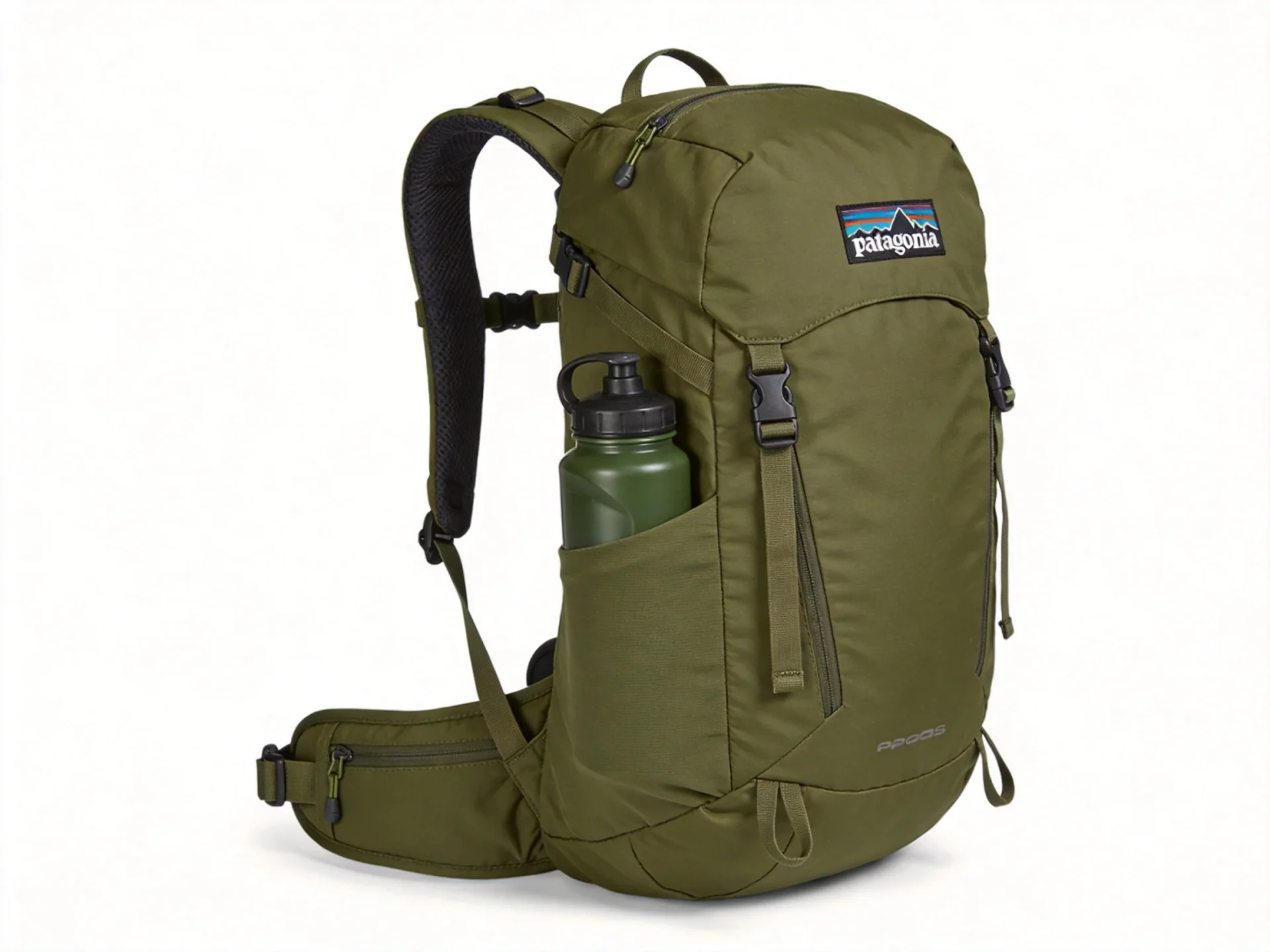Patagonia olive green eco-friendly hiking backpack
