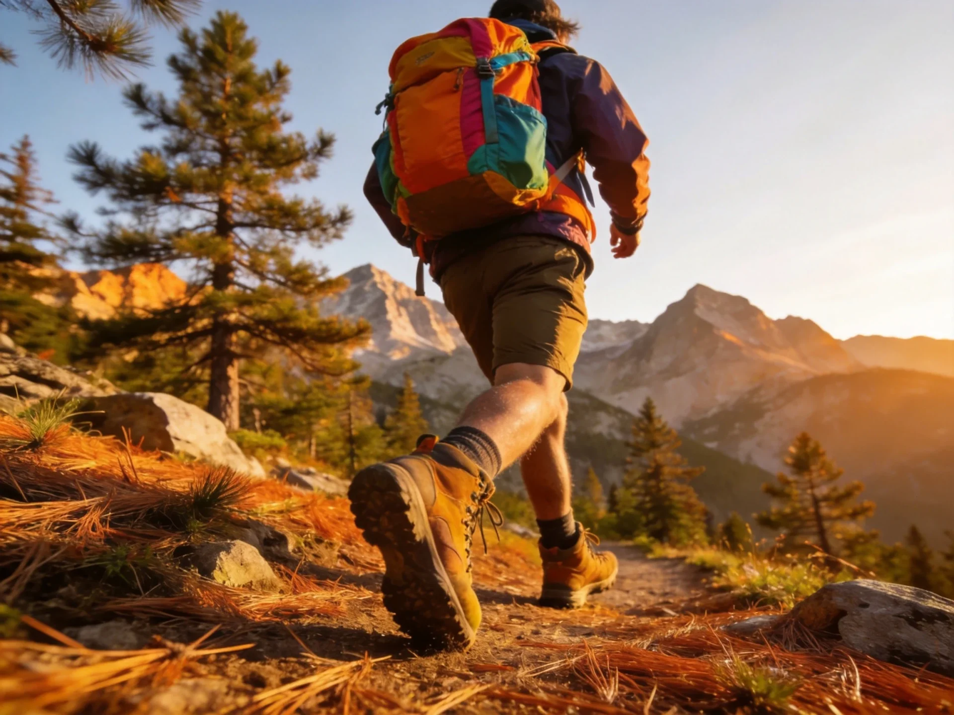 Outdoor enthusiast hiking with backpack on mountain trail - Patagonia alternatives in action