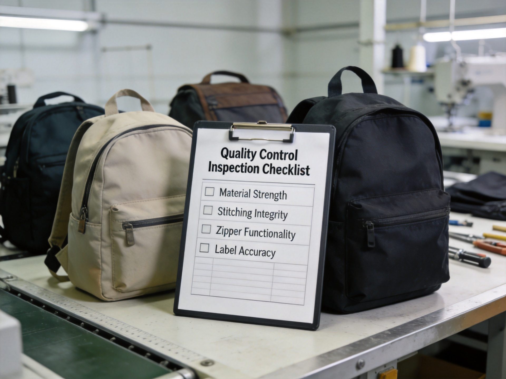 Quality control checklist during bag factory audit