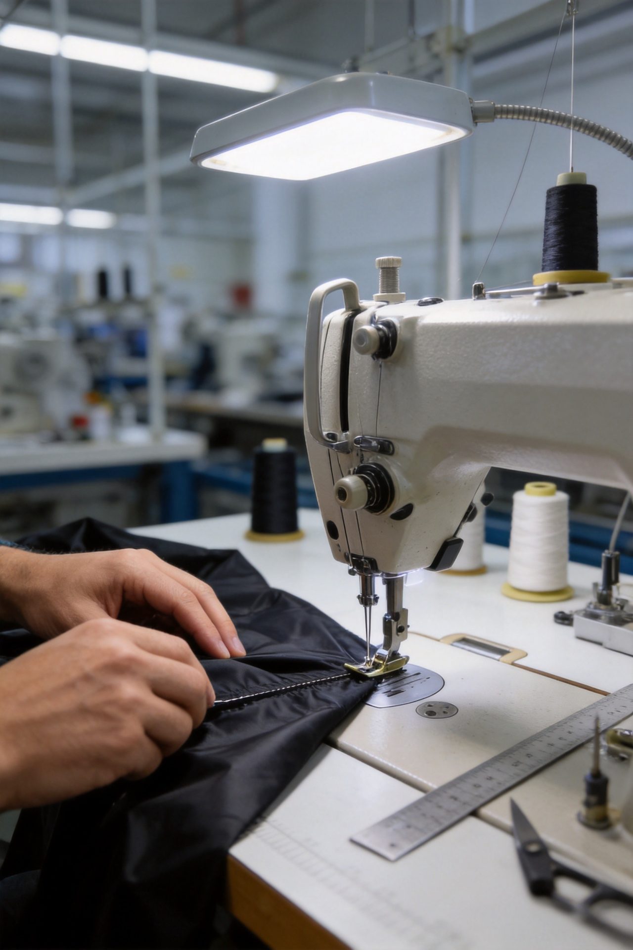 Golf bag manufacturing craftsmanship precision sewing in factory