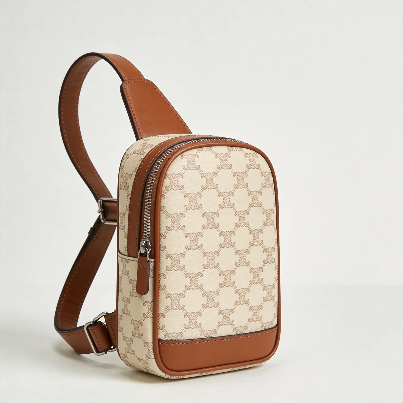 Beige monogram canvas crossbody sling bag for men, luxury look