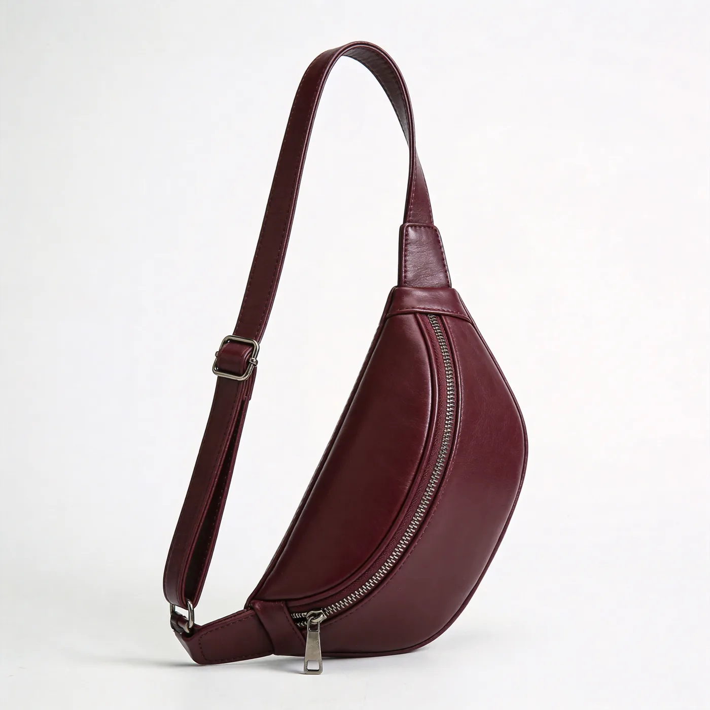 Burgundy leather crossbody sling bag for men, refined design