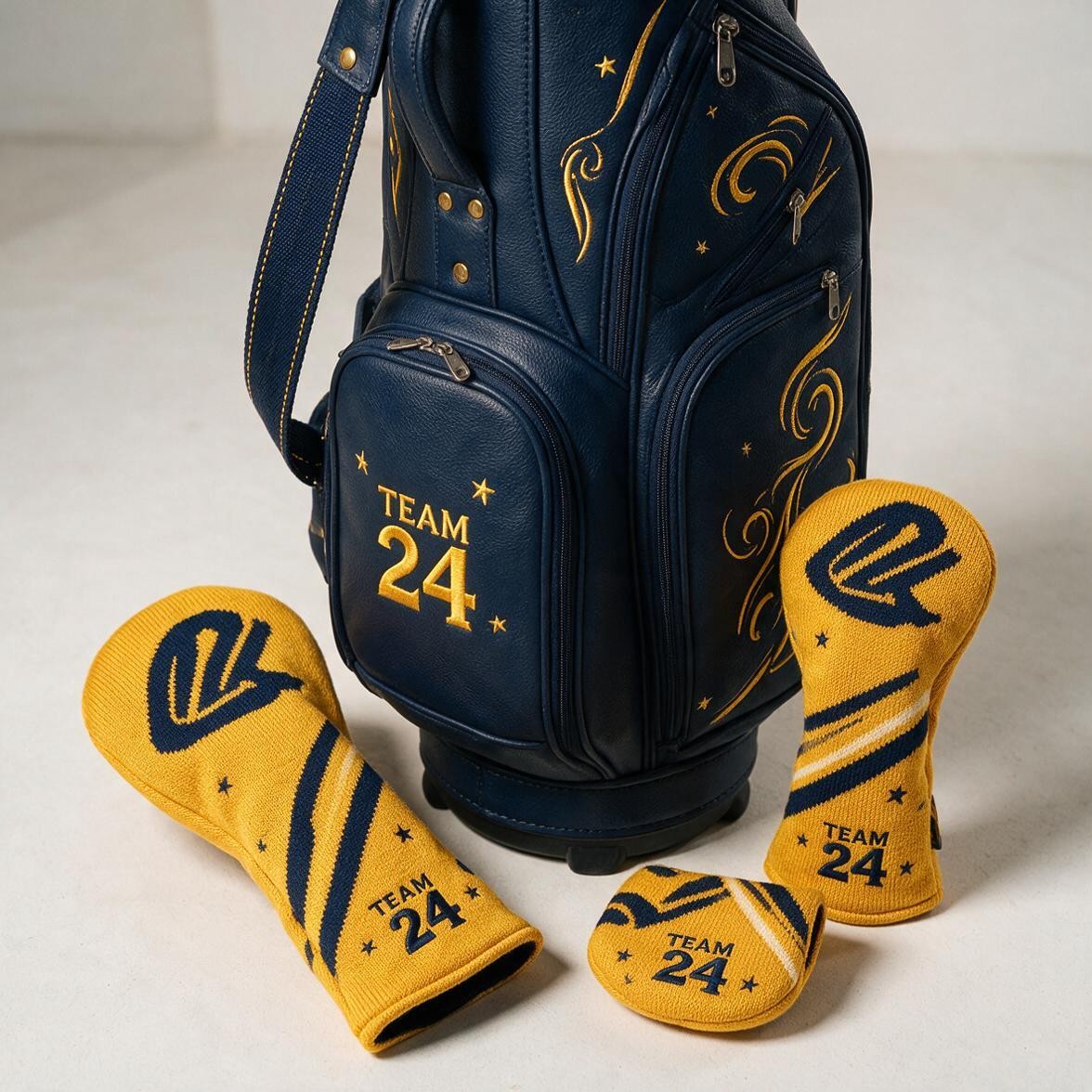 custom golf headcover set with embroidered team logo