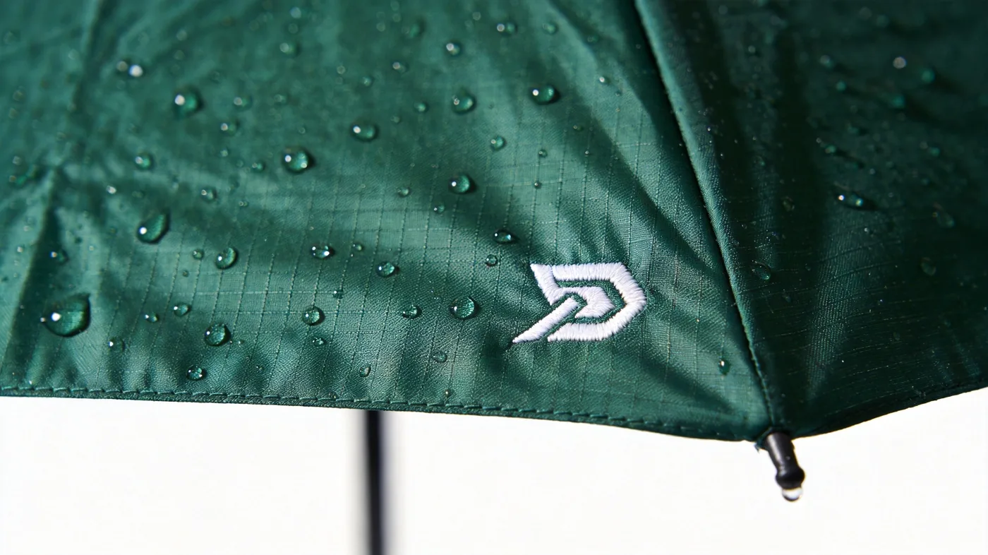 Waterproof canopy fabric of a custom golf umbrella