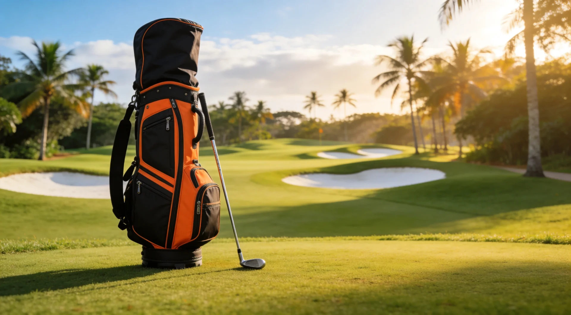 Australia custom golf bag on sunny golf course