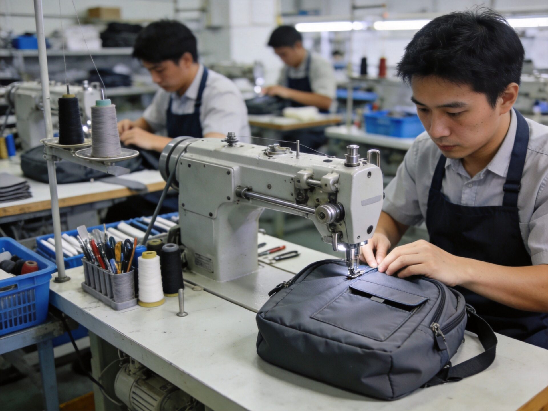 Hidden pocket backpack manufacturing process – sub-assembly line