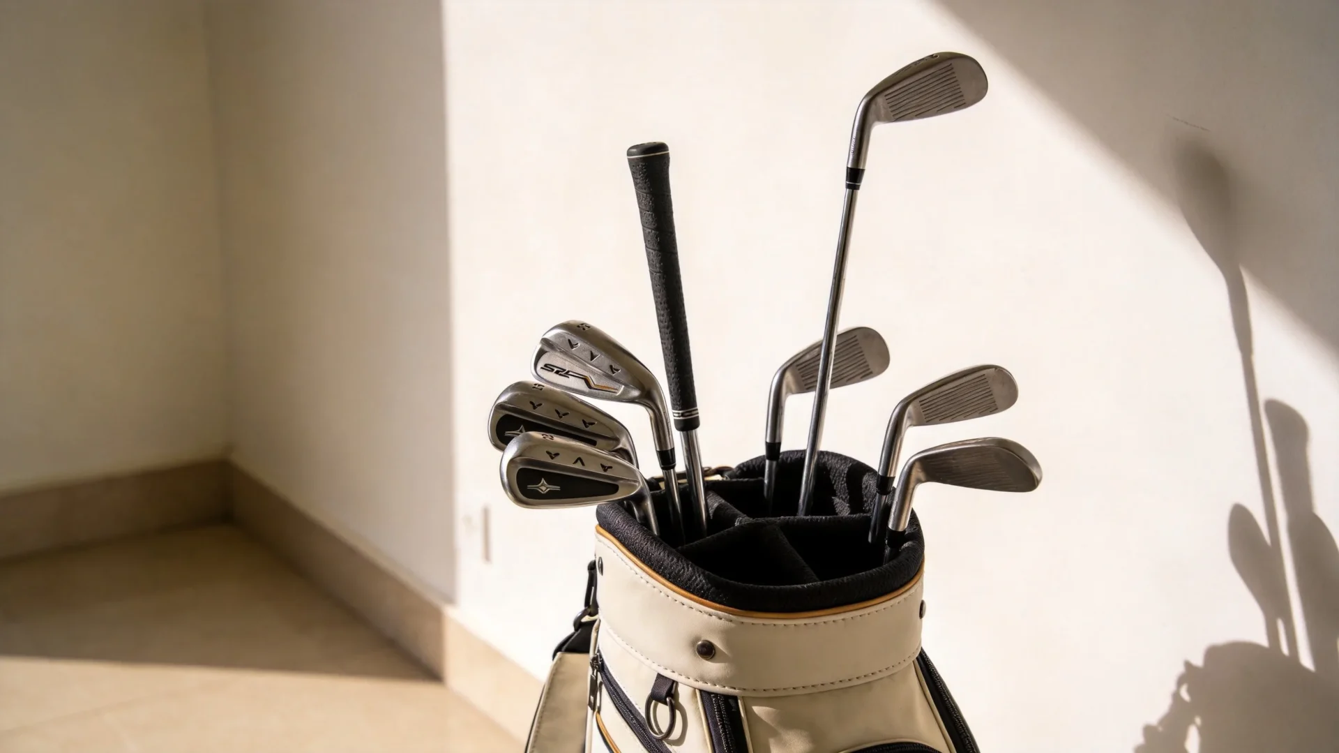 Storing a golf bag upright indoors out of direct sun