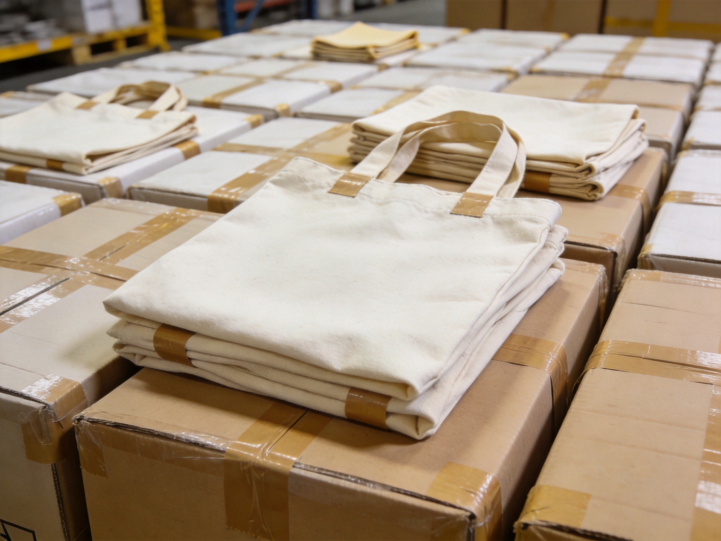 wholesale tote bags packed in export cartons ready for bulk shipment