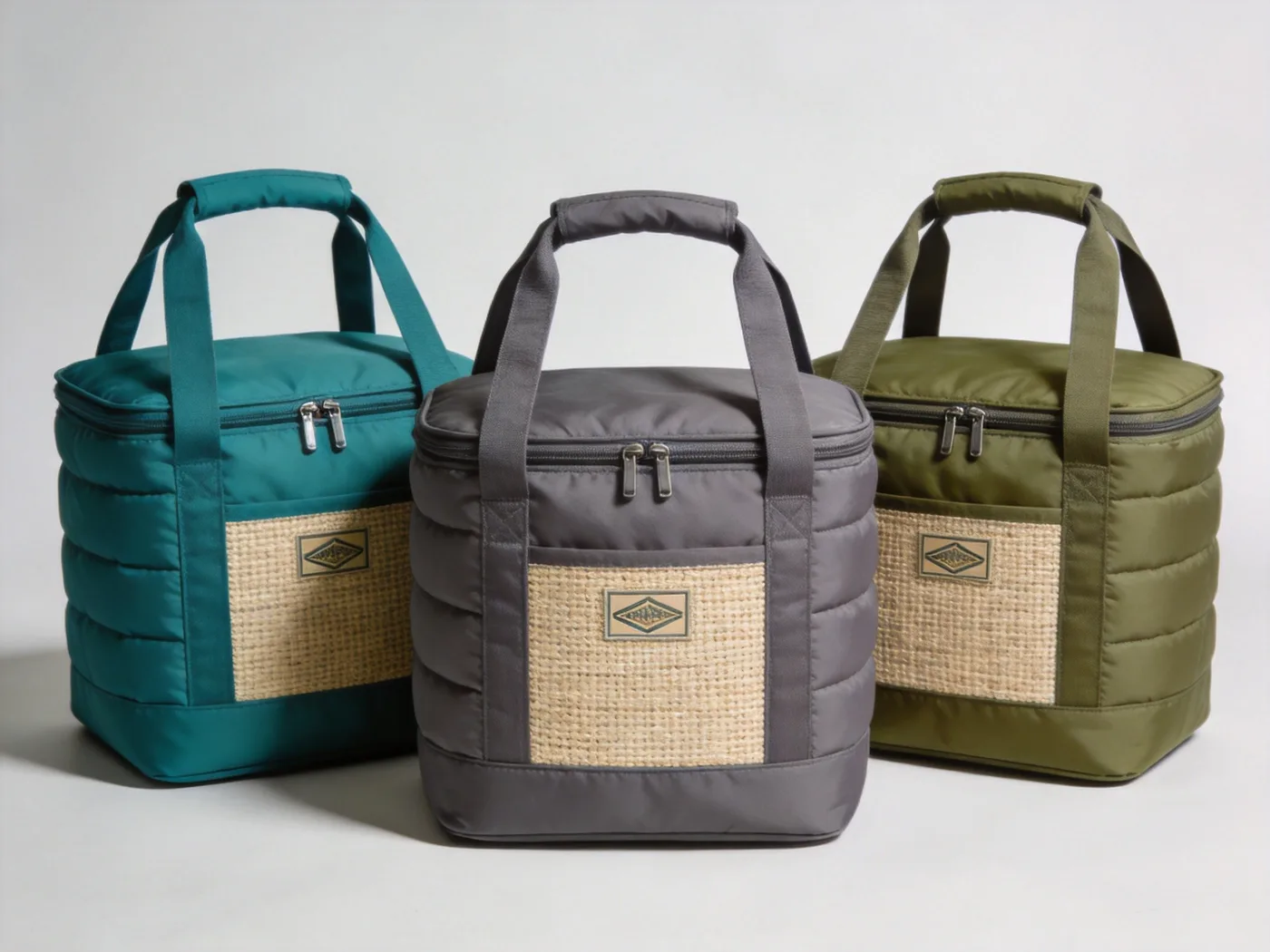 set of custom logo insulated cooler tote bags from a cooler bag manufacturer