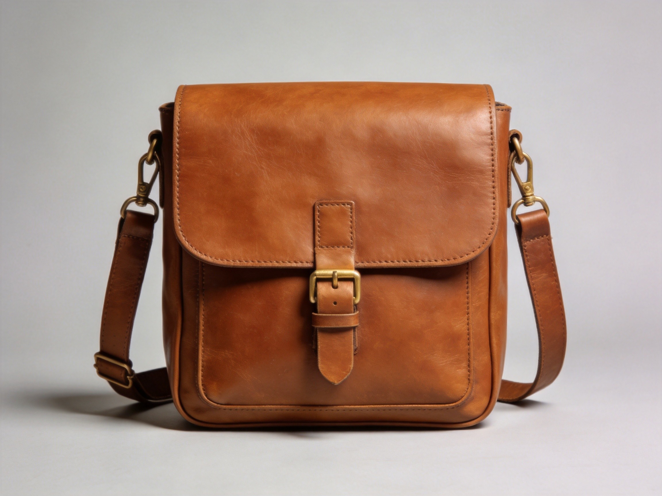 custom leather messenger bag with brass hardware from a custom messenger bag manufacturer