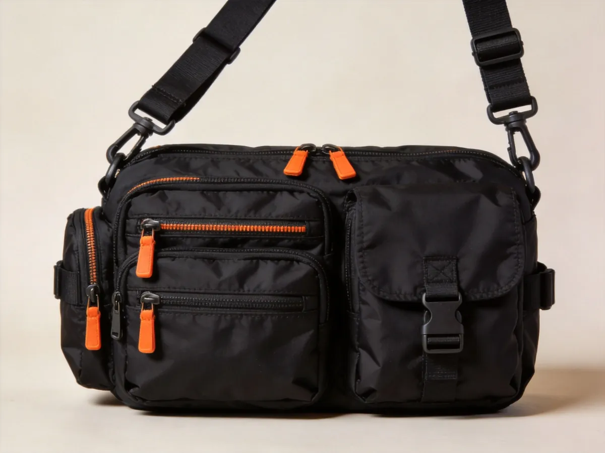 custom nylon technical crossbody bag with organizer pockets from a crossbody bag OEM