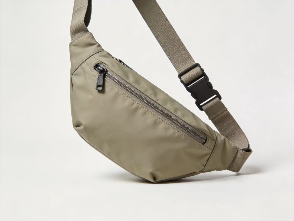 custom nylon sling bag worn crossbody from a sling bag supplier