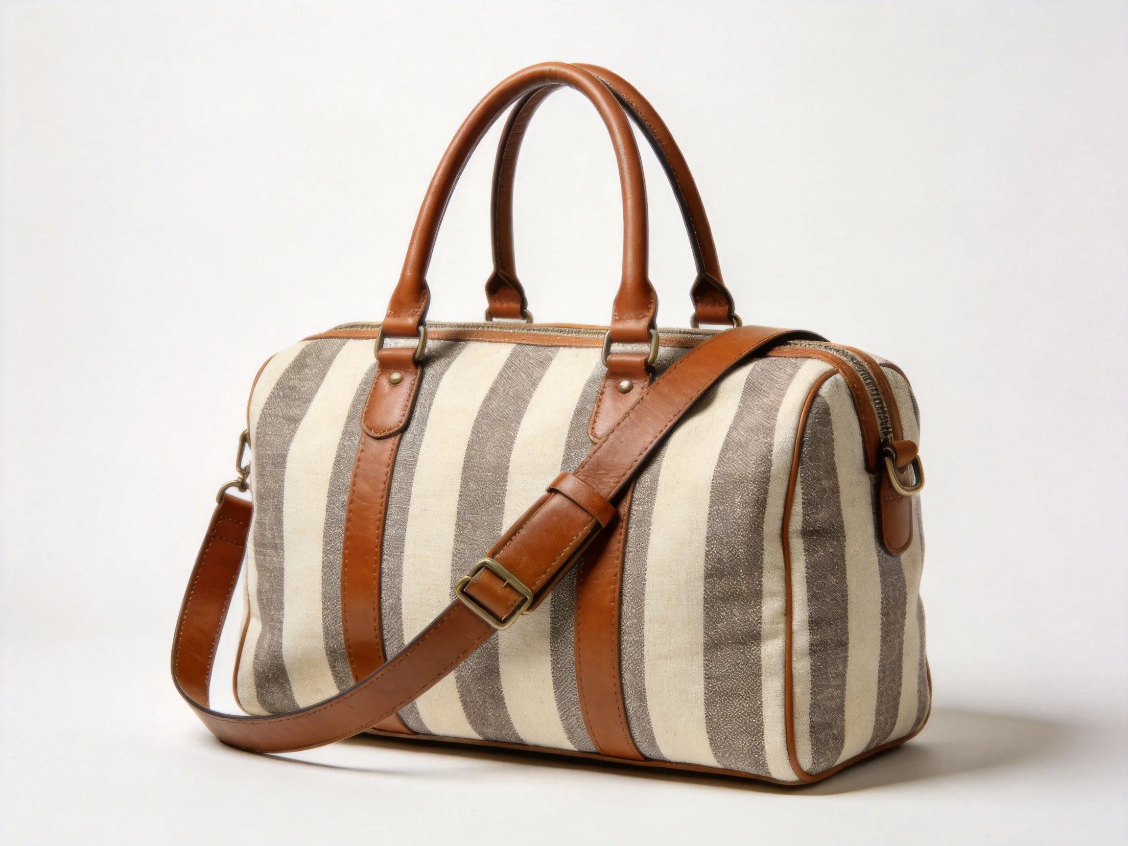 custom striped canvas weekender bag from a weekender bag factory