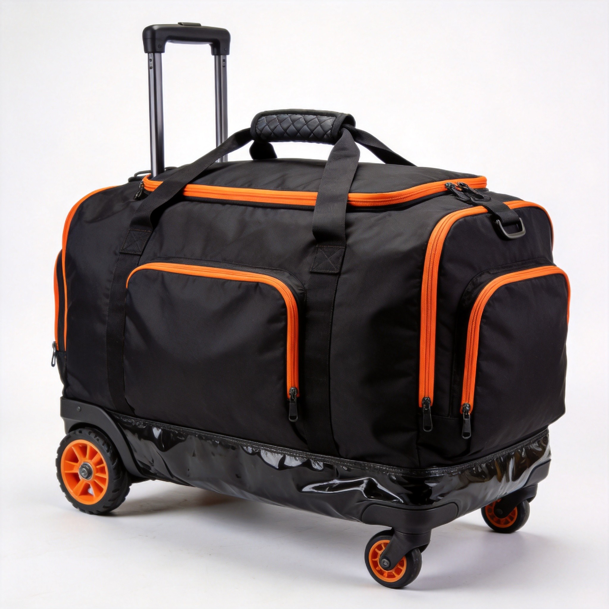 Rolling scuba gear bag with PU wheels and telescopic handle