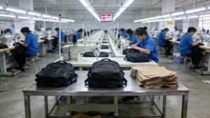 Bag production floor where origin and value content are established for a US import program