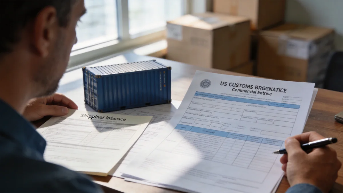 Export shipping documents and commercial invoice for a US-bound custom bag order