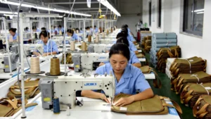 Bag factory production floor where origin and value content are established