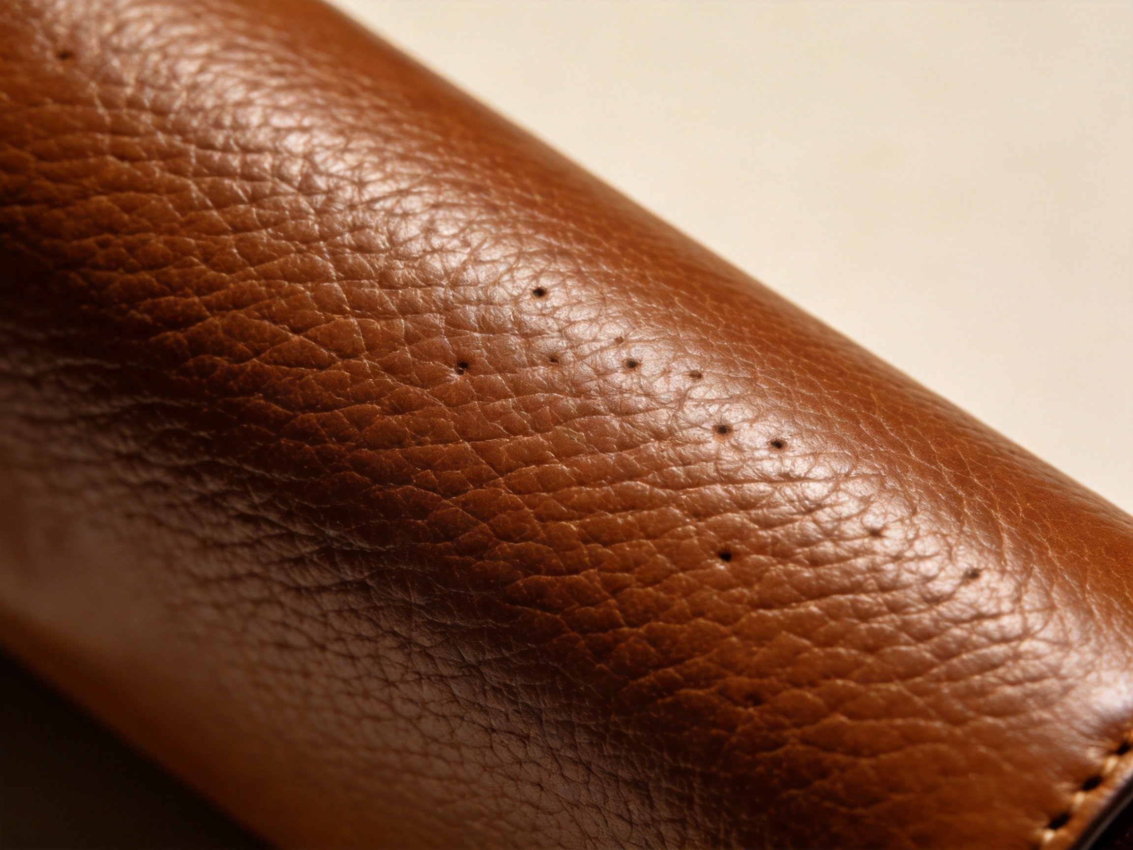 Full grain cowhide leather texture showing fine uniform grain