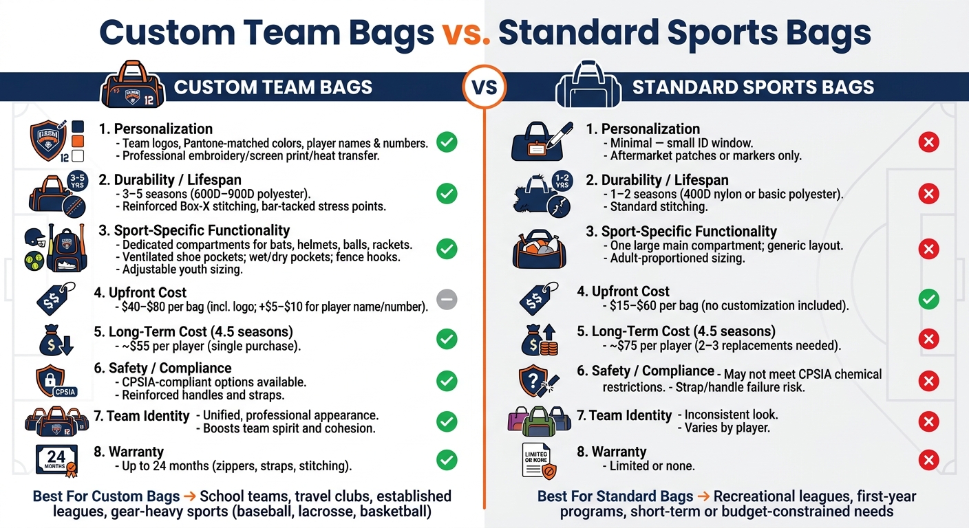 Custom Team Bags vs. Standard Sports Bags: Full Comparison